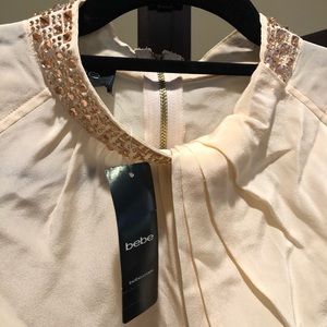 NWT BEBE DRAPE SILK TOP